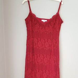 Sleeveless Red Lace Fitted Dress